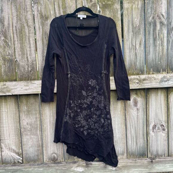 Vintage Y2K Passion Contact Mesh Asymmetrical Floral Dress - Picture 1 of 6
